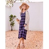 image:imageEkouaer Womens Long Sleeve Nightgown Long Sleepshirt Pleated Sleep DressPurple Black Plaid