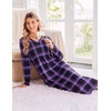 image:imageEkouaer Womens Long Sleeve Nightgown Long Sleepshirt Pleated Sleep DressPurple Black Plaid