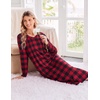 image:imageEkouaer Womens Long Sleeve Nightgown Long Sleepshirt Pleated Sleep DressRed Black Plaid
