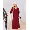 image:imageEkouaer Womens Long Sleeve Nightgown Long Sleepshirt Pleated Sleep DressWine Red