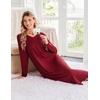 image:imageEkouaer Womens Long Sleeve Nightgown Long Sleepshirt Pleated Sleep DressWine Red