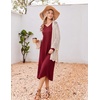 image:imageEkouaer Womens Long Sleeve Nightgown Long Sleepshirt Pleated Sleep DressWine Red