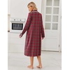 image:imageEkouaer Womens Long Sleeve Nightgowns Christmas Nightgown Henley House CoatApple Red Plaid