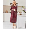 image:imageEkouaer Womens Long Sleeve Nightgowns Christmas Nightgown Henley House CoatApple Red Plaid