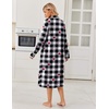 image:imageEkouaer Womens Long Sleeve Nightgowns Christmas Nightgown Henley House CoatBlack White Plaid Heart