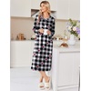 image:imageEkouaer Womens Long Sleeve Nightgowns Christmas Nightgown Henley House CoatBlack White Plaid Heart