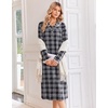 image:imageEkouaer Womens Long Sleeve Nightgowns Christmas Nightgown Henley House CoatBlack and Grey Plaid