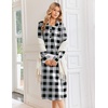 image:imageEkouaer Womens Long Sleeve Nightgowns Christmas Nightgown Henley House CoatBlack and White Plaid