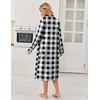 image:imageEkouaer Womens Long Sleeve Nightgowns Christmas Nightgown Henley House CoatBlack and White Plaid