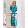 image:imageEkouaer Womens Long Sleeve Nightgowns Christmas Nightgown Henley House CoatBlue Green Plaid