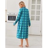 image:imageEkouaer Womens Long Sleeve Nightgowns Christmas Nightgown Henley House CoatBlue Green Plaid