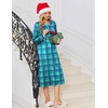 image:imageEkouaer Womens Long Sleeve Nightgowns Christmas Nightgown Henley House CoatBlue Green Plaid