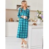 image:imageEkouaer Womens Long Sleeve Nightgowns Christmas Nightgown Henley House CoatBlue Green Plaid