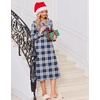 image:imageEkouaer Womens Long Sleeve Nightgowns Christmas Nightgown Henley House CoatBlue and Grey Plaid