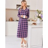 image:imageEkouaer Womens Long Sleeve Nightgowns Christmas Nightgown Henley House CoatBlue and Purple Plaid