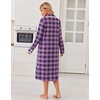 image:imageEkouaer Womens Long Sleeve Nightgowns Christmas Nightgown Henley House CoatBlue and Purple Plaid