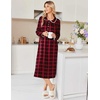 image:imageEkouaer Womens Long Sleeve Nightgowns Christmas Nightgown Henley House CoatRed Plaid