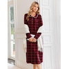 image:imageEkouaer Womens Long Sleeve Nightgowns Christmas Nightgown Henley House CoatRed Plaid