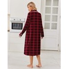 image:imageEkouaer Womens Long Sleeve Nightgowns Christmas Nightgown Henley House CoatRed Plaid