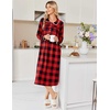 image:imageEkouaer Womens Long Sleeve Nightgowns Christmas Nightgown Henley House CoatRed and Black Plaid