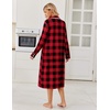 image:imageEkouaer Womens Long Sleeve Nightgowns Christmas Nightgown Henley House CoatRed and Black Plaid