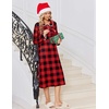 image:imageEkouaer Womens Long Sleeve Nightgowns Christmas Nightgown Henley House CoatRed and Black Plaid