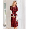 image:imageEkouaer Womens Long Sleeve Nightgowns Christmas Nightgown Henley House CoatRed and Black Plaid