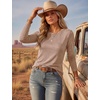 image:imageEkouaer Womens Long Sleeve Shirts Casual Tops Crewneck Thermal TshirtsBrown