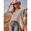 image:imageEkouaer Womens Long Sleeve Shirts Casual Tops Crewneck Thermal TshirtsKhaki