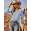 image:imageEkouaer Womens Long Sleeve Shirts Casual Tops Crewneck Thermal TshirtsLight Blue