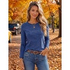 image:imageEkouaer Womens Long Sleeve Shirts Casual Tops Crewneck Thermal TshirtsNavy Blue