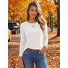 image:imageEkouaer Womens Long Sleeve Shirts Casual Tops Crewneck Thermal TshirtsWhite