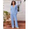 image:imageEkouaer Womens Pajama Sets 2 Piece Lounge Sets Button Down Long Sleeve PjsBlue
