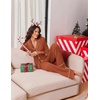 image:imageEkouaer Womens Pajama Sets 2 Piece Lounge Sets Button Down Long Sleeve PjsCaramel