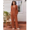 image:imageEkouaer Womens Pajama Sets 2 Piece Lounge Sets Button Down Long Sleeve PjsCaramel