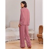 image:imageEkouaer Womens Pajama Sets 2 Piece Lounge Sets Button Down Long Sleeve PjsMauve