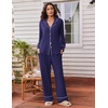 image:imageEkouaer Womens Pajama Sets 2 Piece Lounge Sets Button Down Long Sleeve PjsNavy