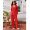 image:imageEkouaer Womens Pajama Sets 2 Piece Lounge Sets Button Down Long Sleeve PjsRed