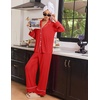 image:imageEkouaer Womens Pajama Sets 2 Piece Lounge Sets Button Down Long Sleeve PjsRed