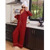 image:imageEkouaer Womens Pajama Sets 2 Piece Lounge Sets Button Down Long Sleeve PjsWine