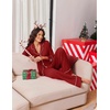 image:imageEkouaer Womens Pajama Sets 2 Piece Lounge Sets Button Down Long Sleeve PjsWine