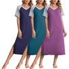 image:imageEkouaer 3 Pack Long Nightgowns for Women House Dress Plus Size Moo MoosNavy BlueBlue GreenPurple