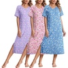 image:imageEkouaer 3 Pack Long Nightgowns for Women House Dress Plus Size Moo MoosPurple FlowerPink FlowerBlue Flower