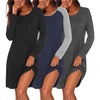 image:imageEkouaer 3 Pack Nightgowns for Women Long Sleeve Sleepshirt Soft NightshirtBlackNavy BlueGrey