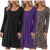 image:imageEkouaer 3 Pack Womens Long Sleeve Nightgowns Soft Sleep Shirt SleepwearBlack purple leopard