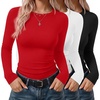 image:imageEkouaer 3 Pack Womens Long Sleeve Raglan Shirts Slim Fit Thermal TopsBlackWhiteRed