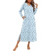 image:imageEkouaer Long Cotton Nightgowns for Women Soft Comfy Sleepshirt with PocketsLight Blue Floral