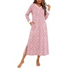 image:imageEkouaer Long Cotton Nightgowns for Women Soft Comfy Sleepshirt with PocketsPink Floral