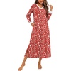 image:imageEkouaer Long Cotton Nightgowns for Women Soft Comfy Sleepshirt with PocketsRed Floral