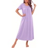 image:imageEkouaer Long Nightgowns for Women Bamboo Viscose Short Sleeve House DressesLight Purple